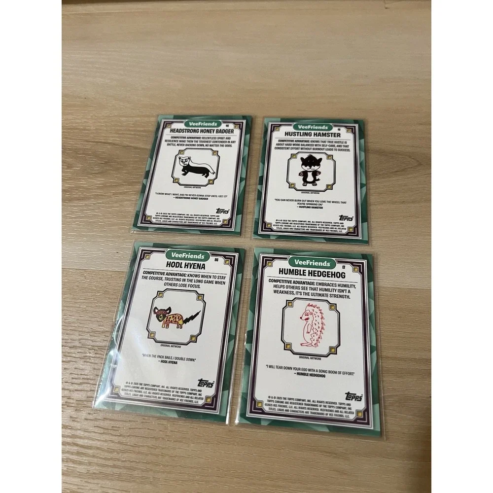 Topps Chrome VeeFriends 2025 First‎ Chrome Lot Of 4 Honey Badger Hamster Hyena